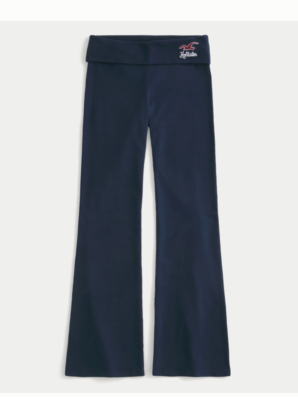 Hollister Navy Fold-Over Flare Yoga Pants with Red Logo XXSMALL SHORT - Picture 3 of 3